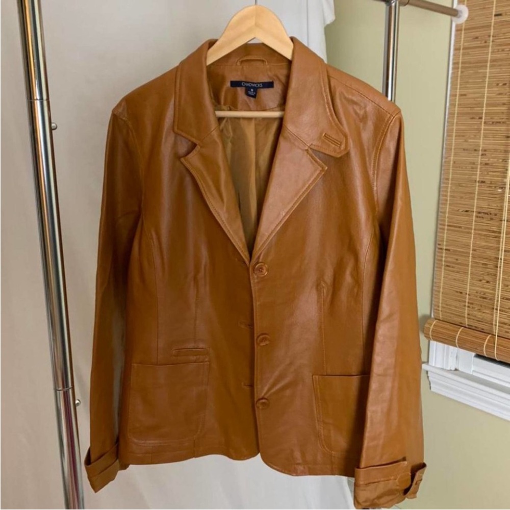 Burnt orange leather jacket size 18 or XL